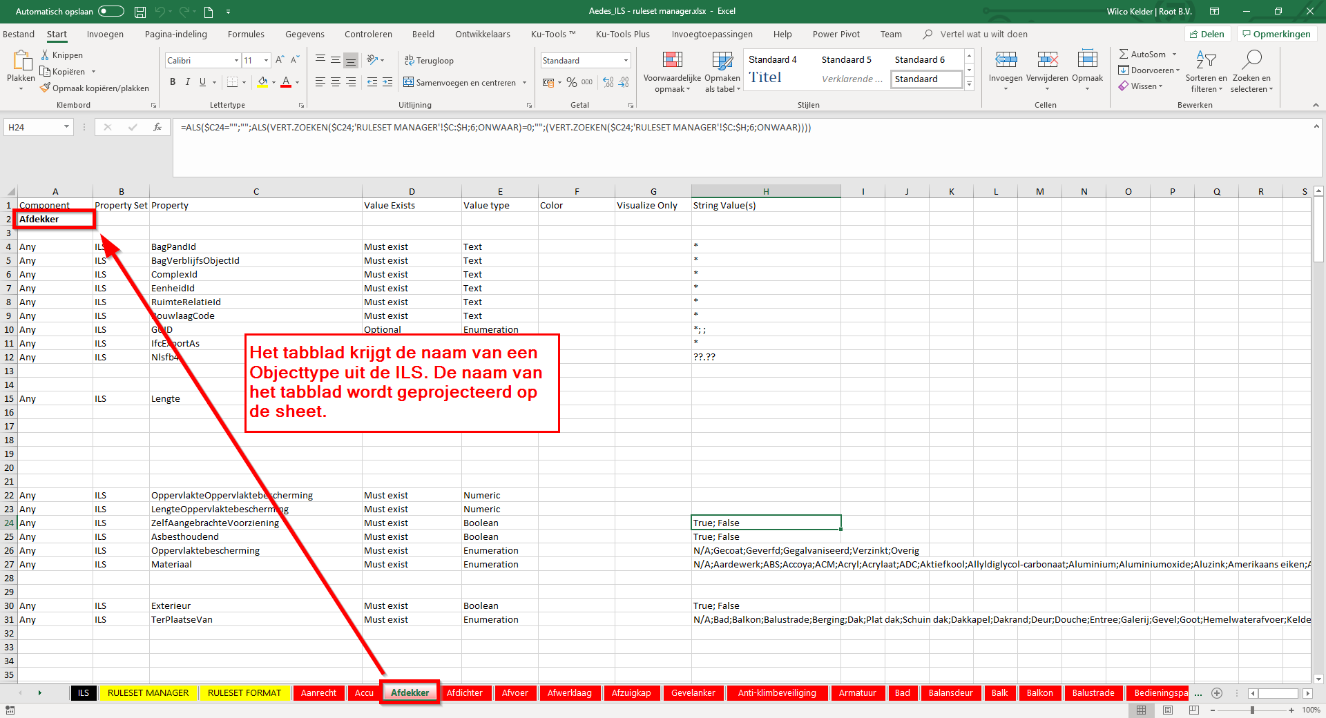 ruleset manager excel-objecttype